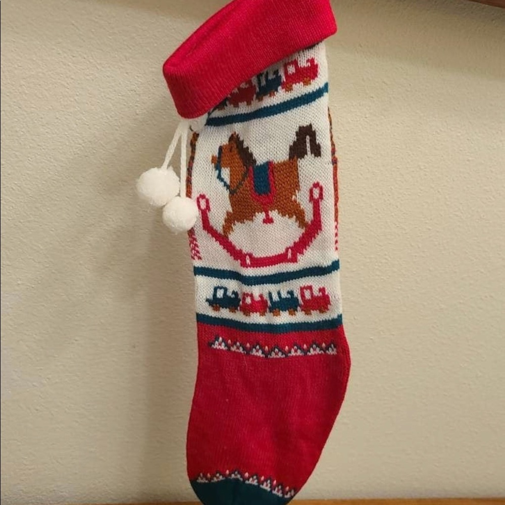1980’s Santa’s best rocking horse & train Christmas stocking.